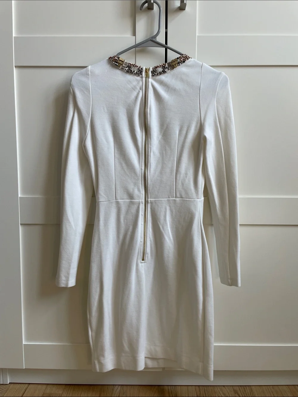 VENUS White Long-Sleeve Embellished Cutout Dress